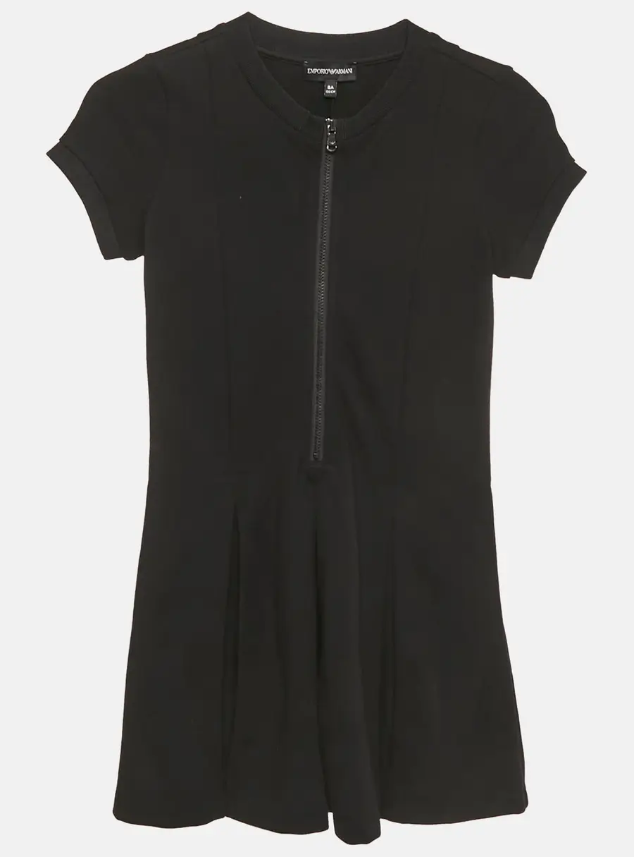 Emporio Armani Kids Black Jersey Pleated Short Dress 8Yrs