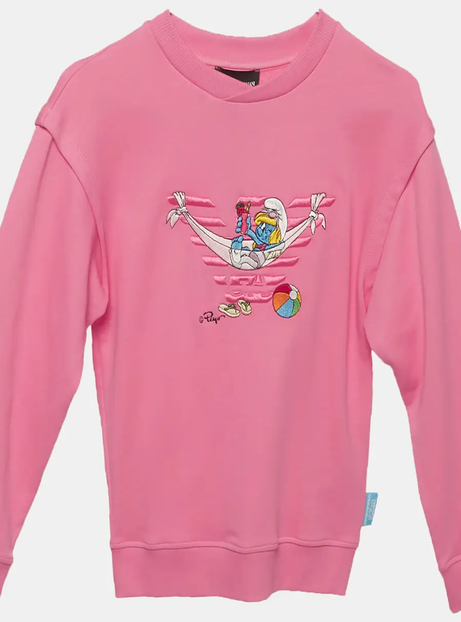 Emporio Armani x The Smurfs Pink Cotton Embroidered Sweatshirt 10 Yrs
