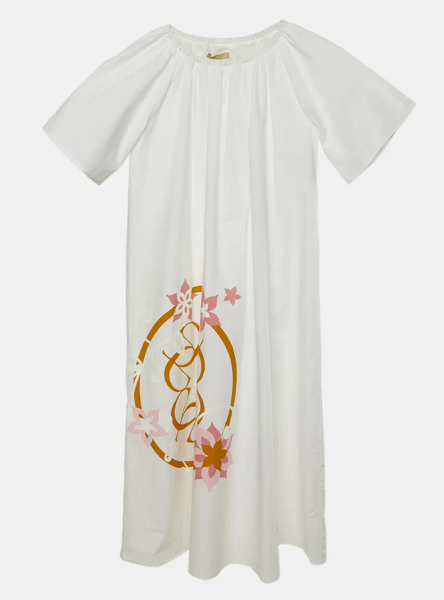 Elie Saab Junior White Floral Print Cotton Maxi Dress Size 10 Yrs