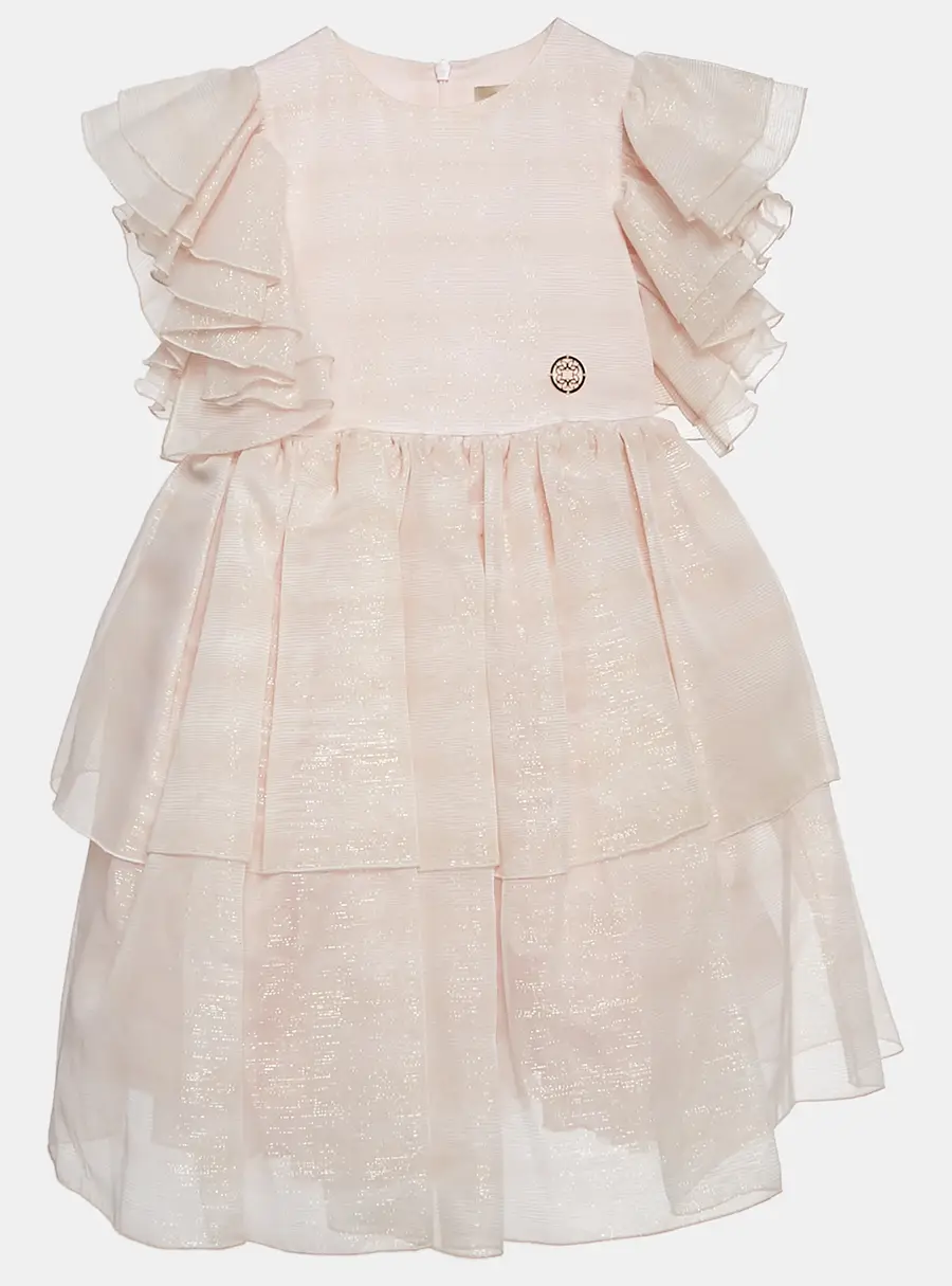 Elie Saab Junior Pink Stripe Lurex Chiffon Ruffle Party Dress 4 Yrs