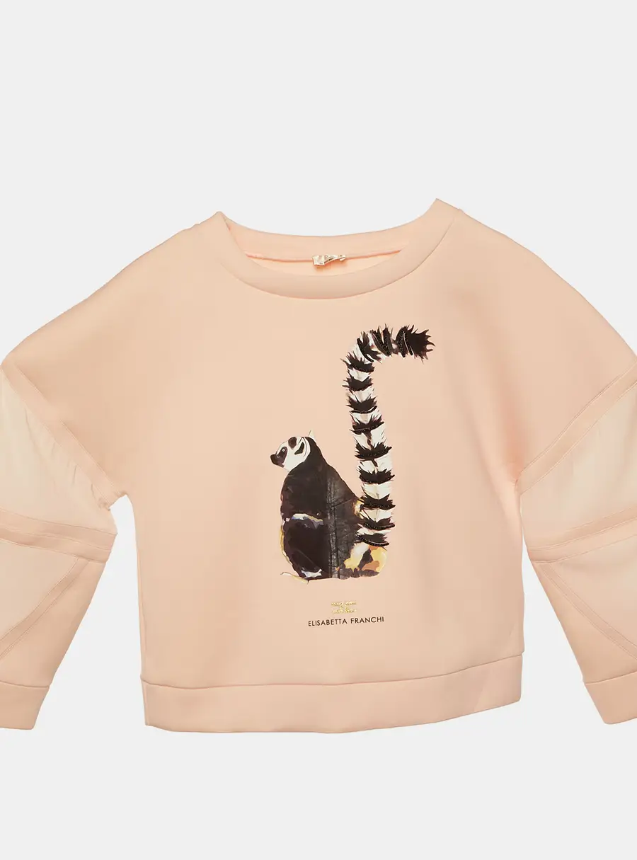 Elisabetta Franchi La mia Bambina Pink Lemur Print Jersey Sweatshirt XL