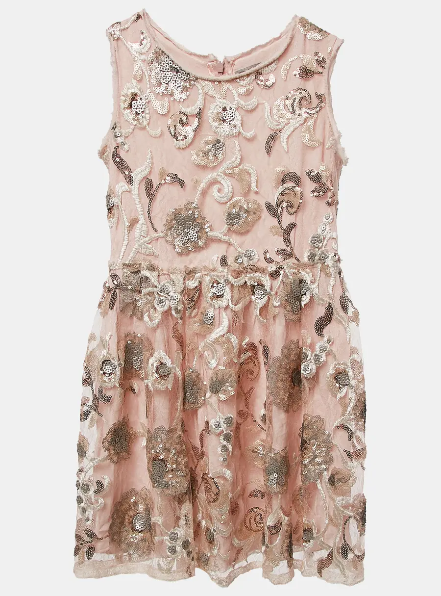 Ermanno Scervino Junior Pink Sequin Crepe Sleeveless Dress 6 Yrs