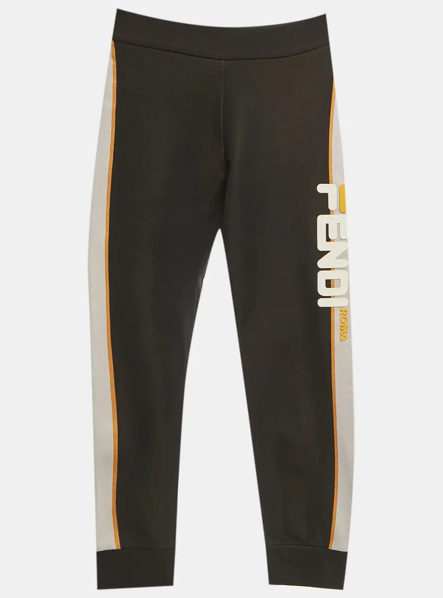 Fendi Kids Black Zucca Side Band Trim Jersey Joggers 9 Yrs