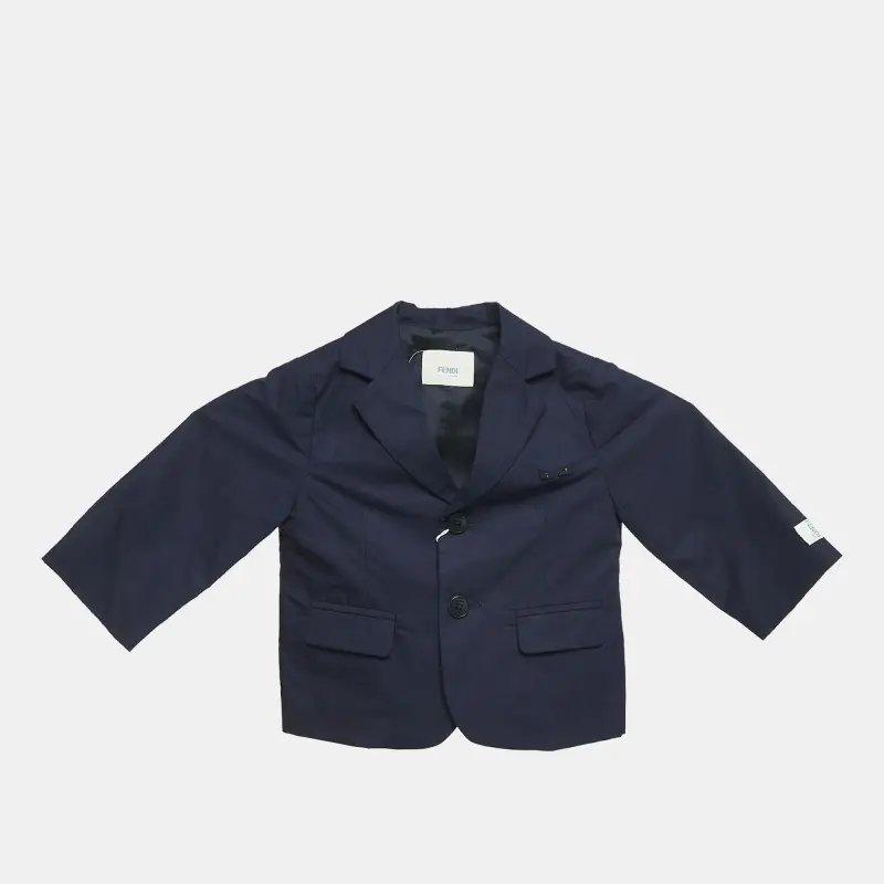 Fendi Kids Midnight Blue Cotton Blazer 9 M