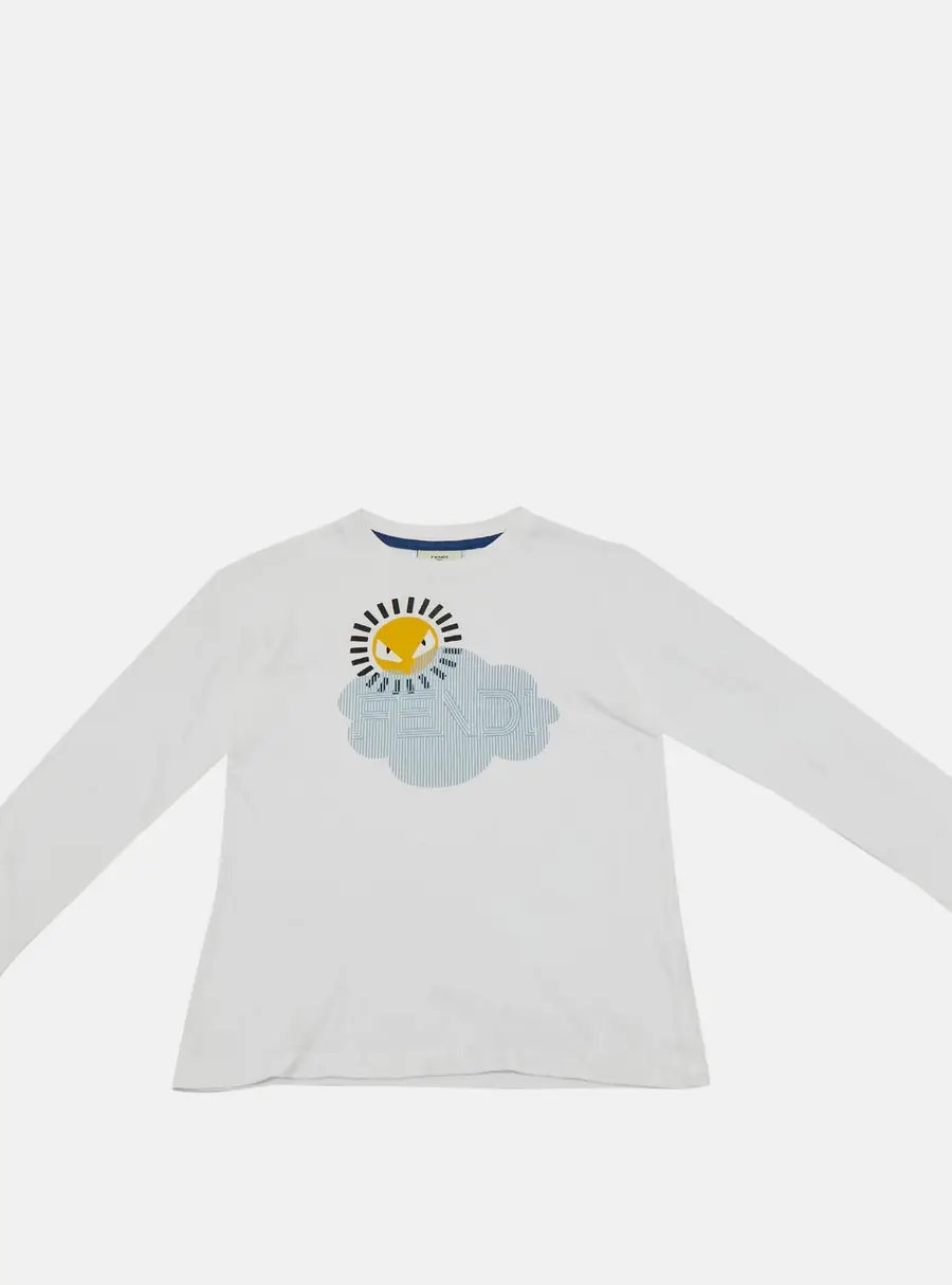 Fendi Kids White Fendi Cloud Print Jersey T-Shirt 7 Yrs