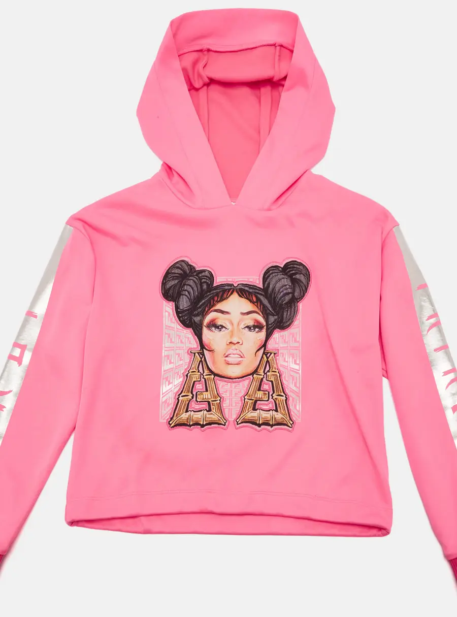 Fendi Kids Pink Nicki Minaj Print Jersey Hoodie 10 Yrs