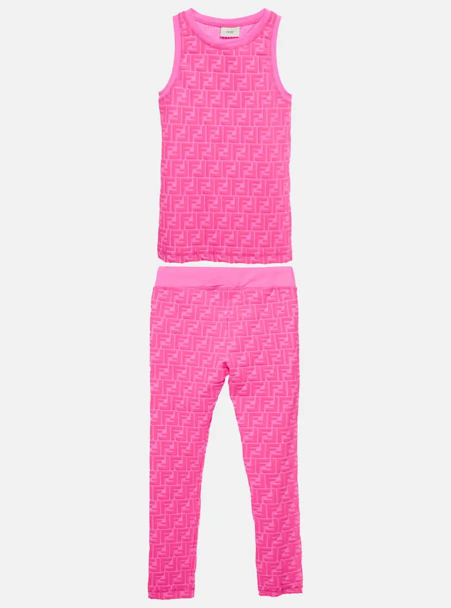 Fendi Kids Pink FF Print Jersey Top and Leggings Set 10Yrs