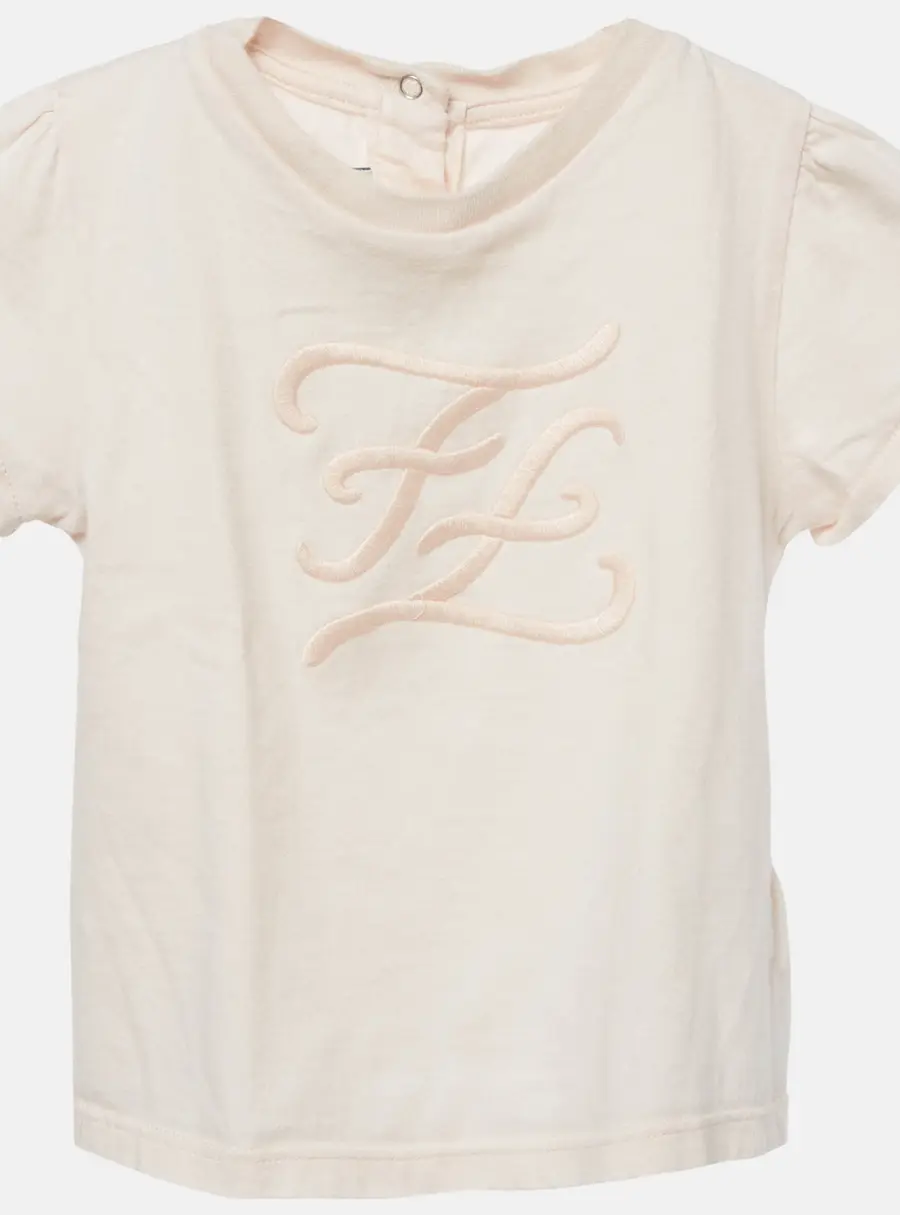 Fendi Kids Pink FF Embroidered Cotton Top 12M