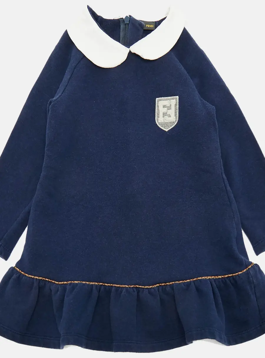 Fendi Kids Blue Cotton Dress 24M