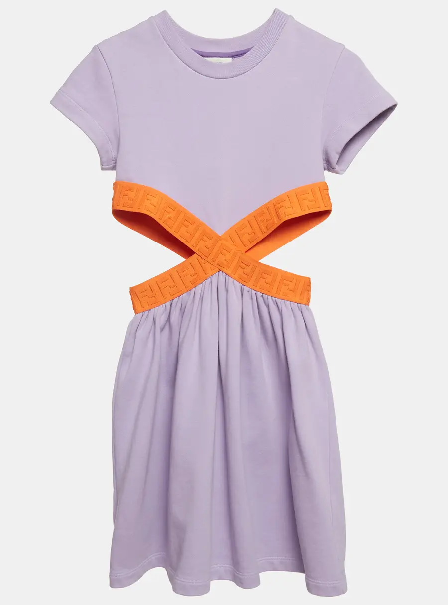 Fendi Kids Lavender Jersey Cut-Out Dress 8Yrs