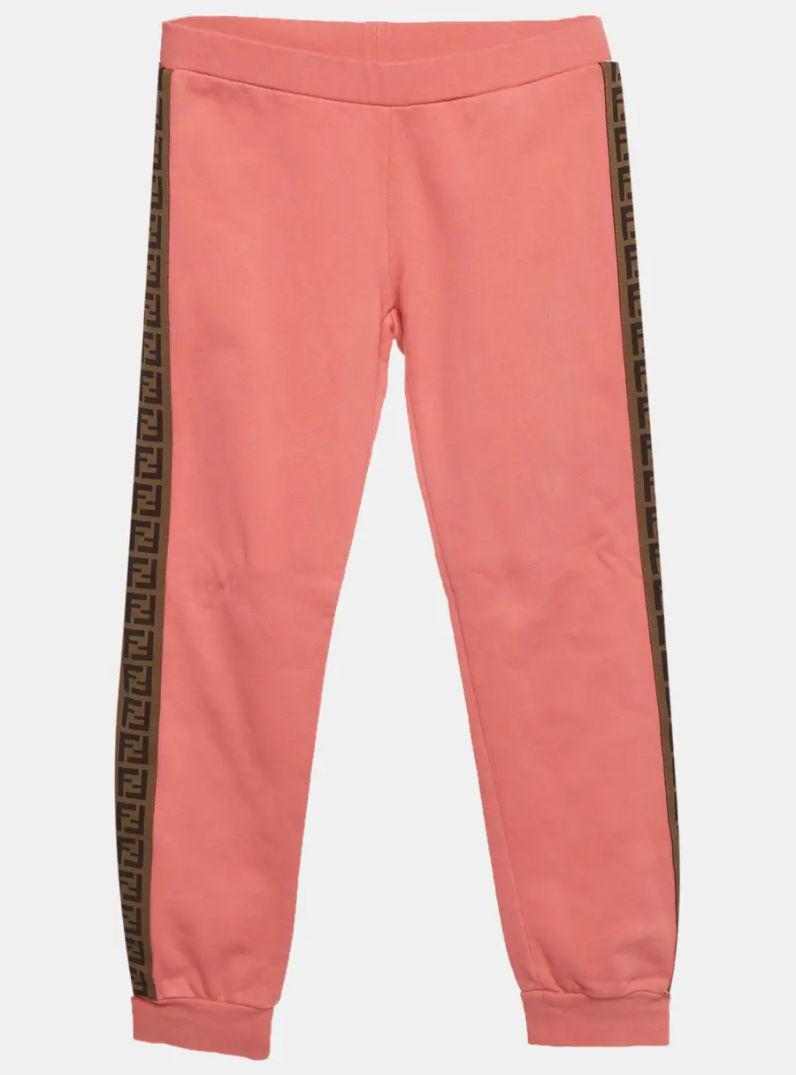 Fendi Kids Pink FF Side Stripe Jersey Joggers 8Yrs