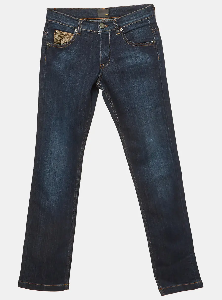 Fendi Blue Denim Straight Fit Jeans 10 Yrs/Waist 24"