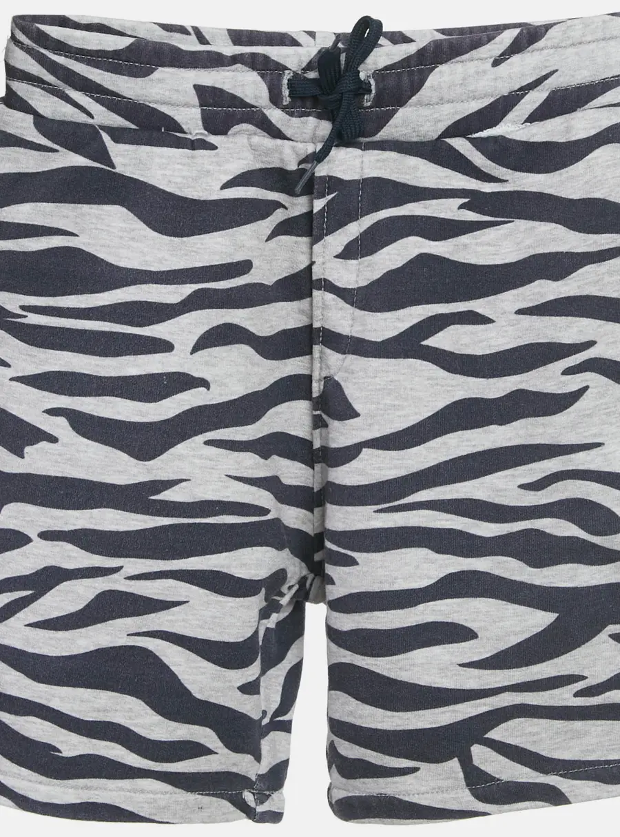 Kenzo kids Grey /Navy Blue Tiger Striped Cotton Drawstring Shorts 8Yrs