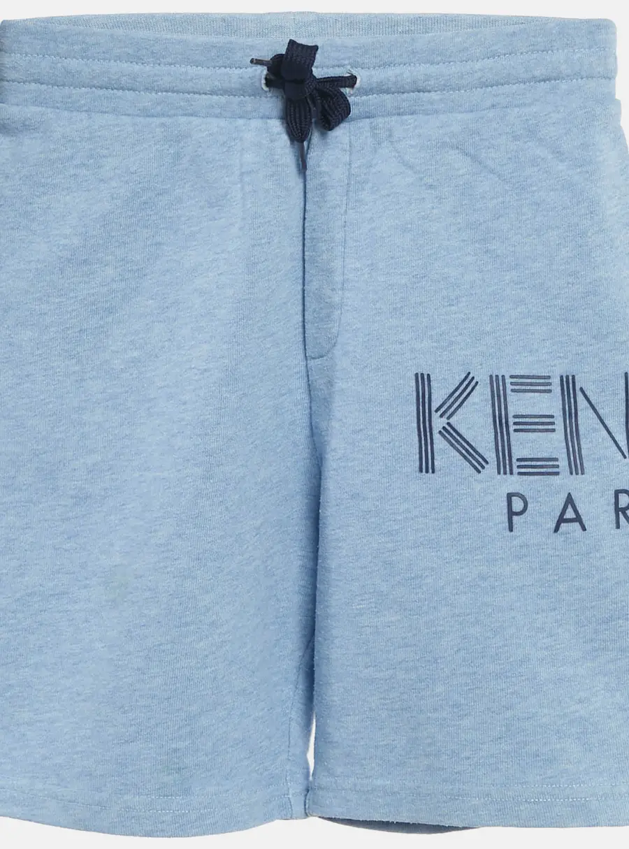 Kenzo Blue Cotton Logo Applique Drawstring Shorts 8Yrs