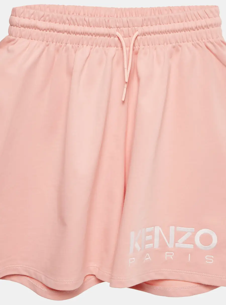 Kenzo Pink Logo Embroidered Cotton Knit Shorts 12 Yrs