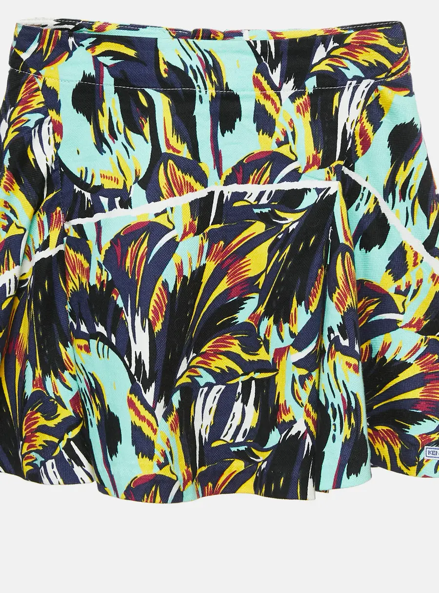 Kenzo Kids Multicolor Abstract Print Cotton Skirt 10 Yrs
