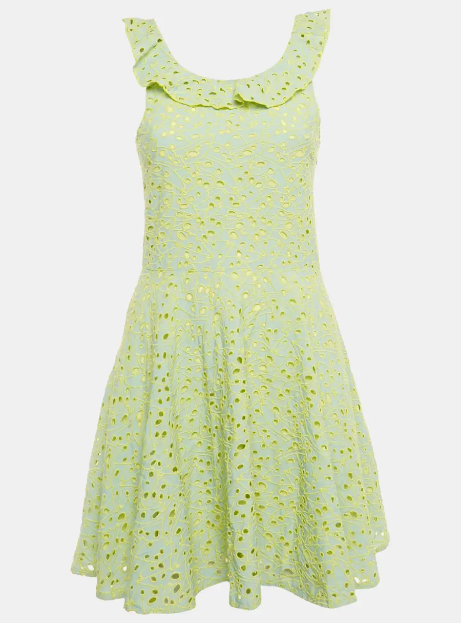 Kenzo Blue/Yellow Broderie Anglaise Cotton Dress 12 Yrs
