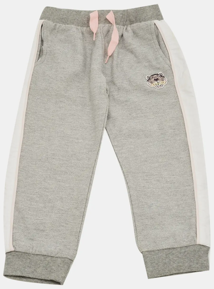 Kenzo Kids Grey Logo Applique Cotton Joggers 4Yrs