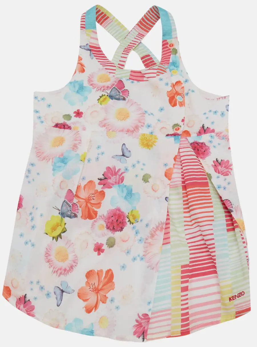 Kenzo Kids Multicolor Floral Print Cotton Dress 12Yrs
