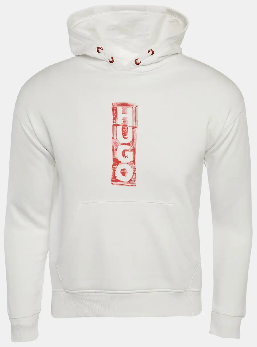 Hugo Boss Kids White Printed Cotton Hoodie 12 Yrs