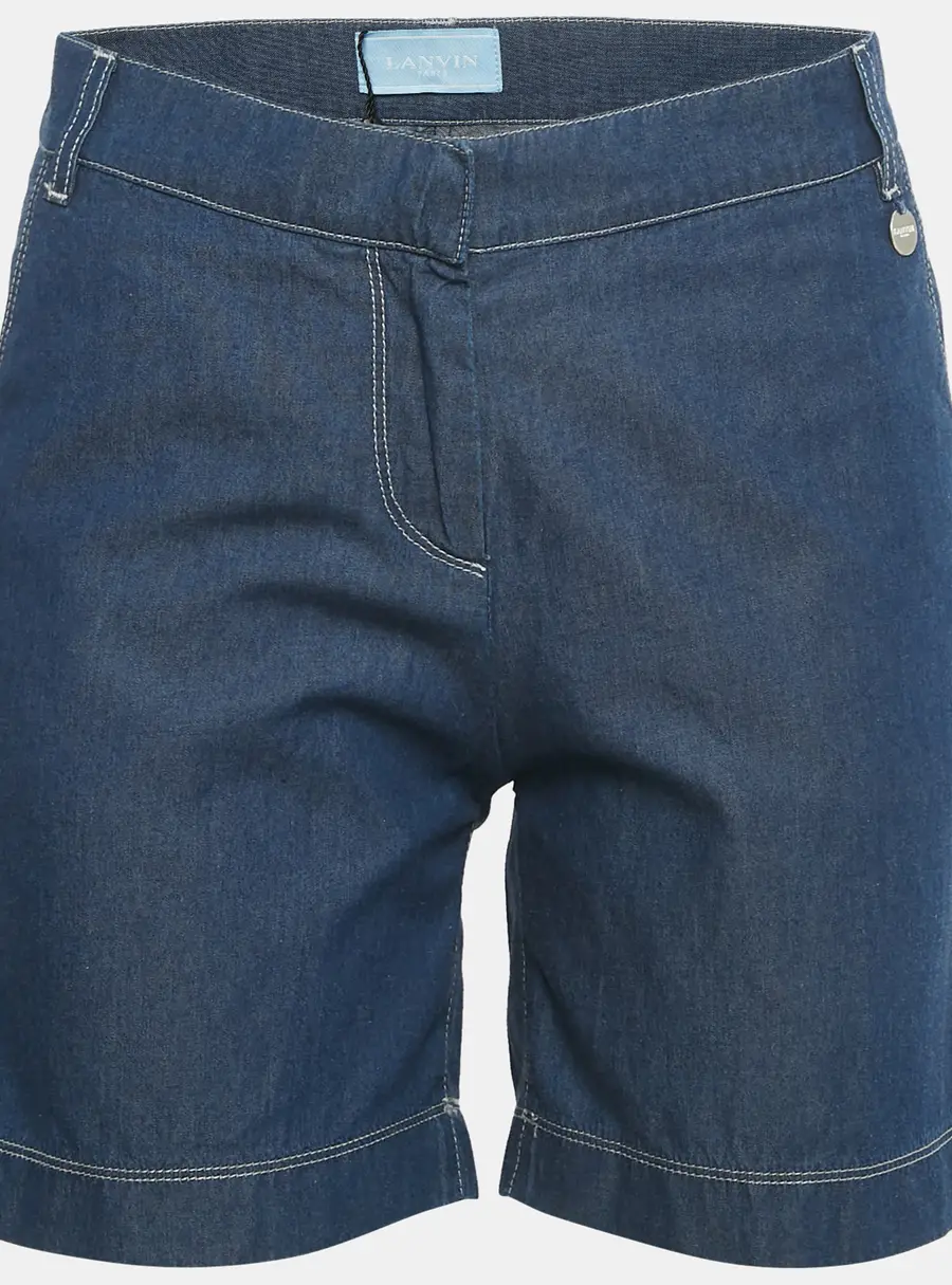 Lanvin Kids Blue Pocket Embroidered Chambray Shorts 14Yrs
