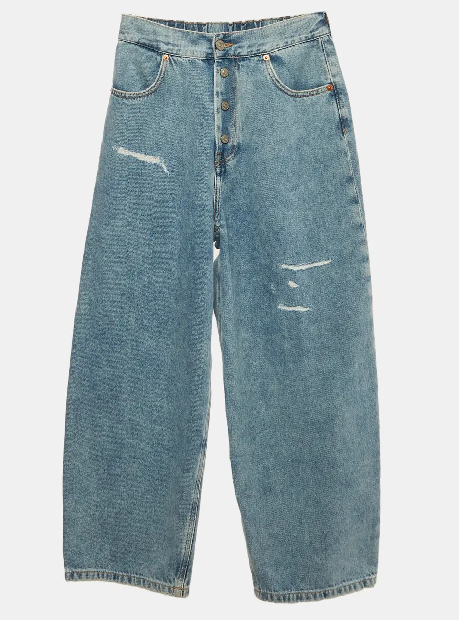 MM6 Maison Margiela Kids Blue Denim High Waisted Baggy Jeans 14 Yrs/Waist 24"