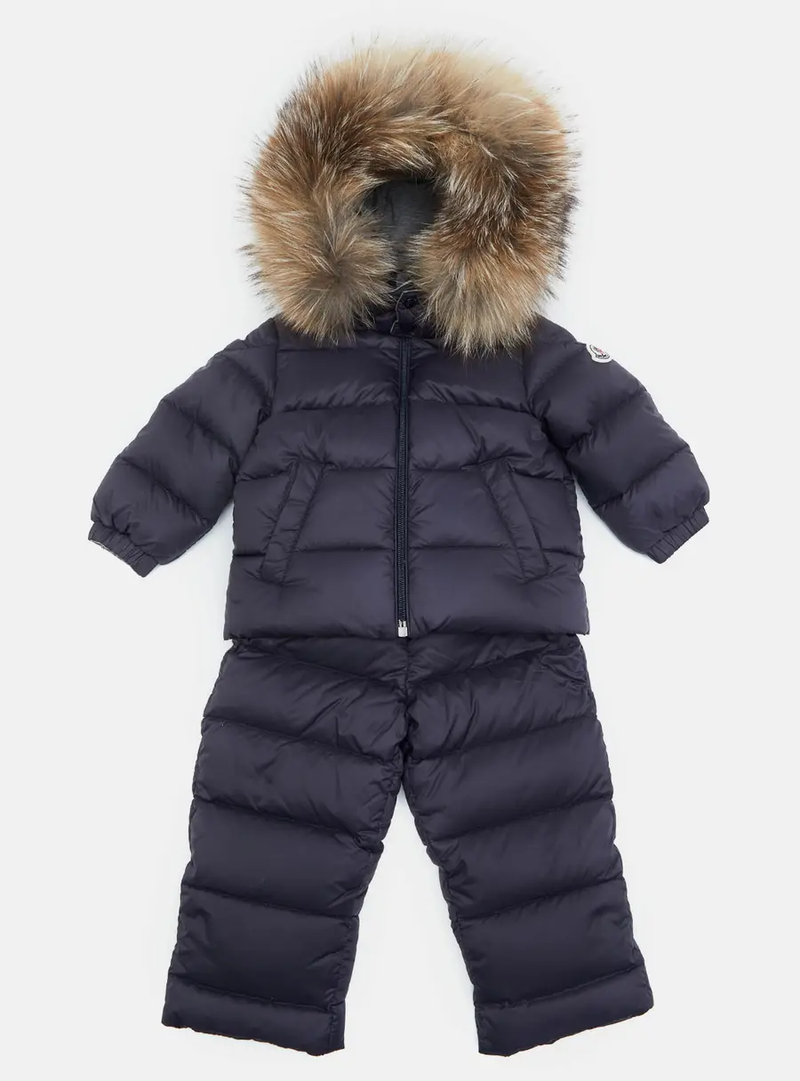 Moncler Kids Navy Blue Nylon New Mauger Down Set Size 9/12M