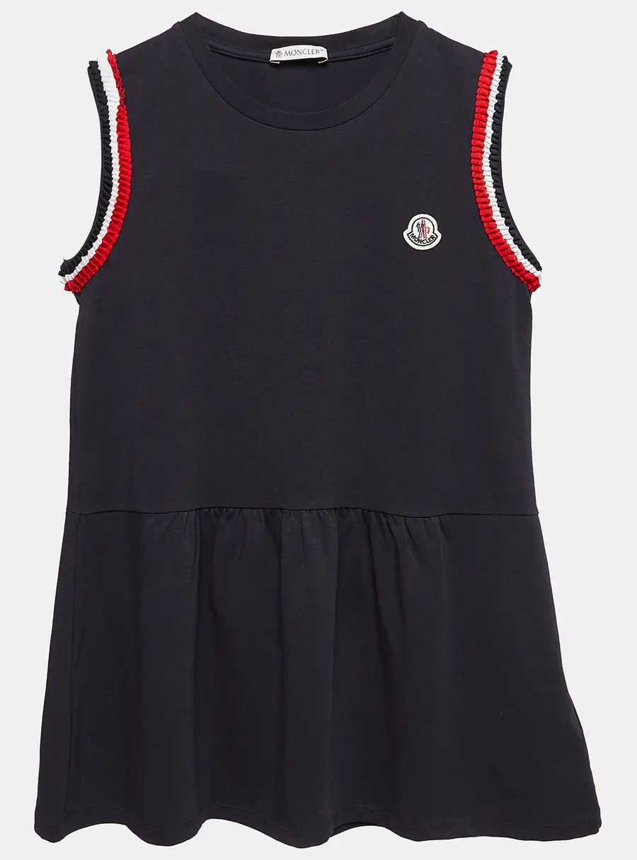 Moncler Navy Blue Cotton Knit Ruffled Sleeveless Top 12 Yrs