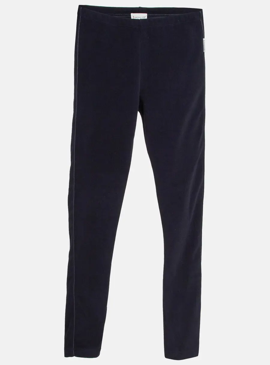 Moncler Navy Blue Velvet Knit Leggings 12 Yrs
