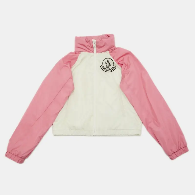 Moncler Kids Pink/Ivory Nylon Enabish Zip Up Jacket Size 10 Yrs