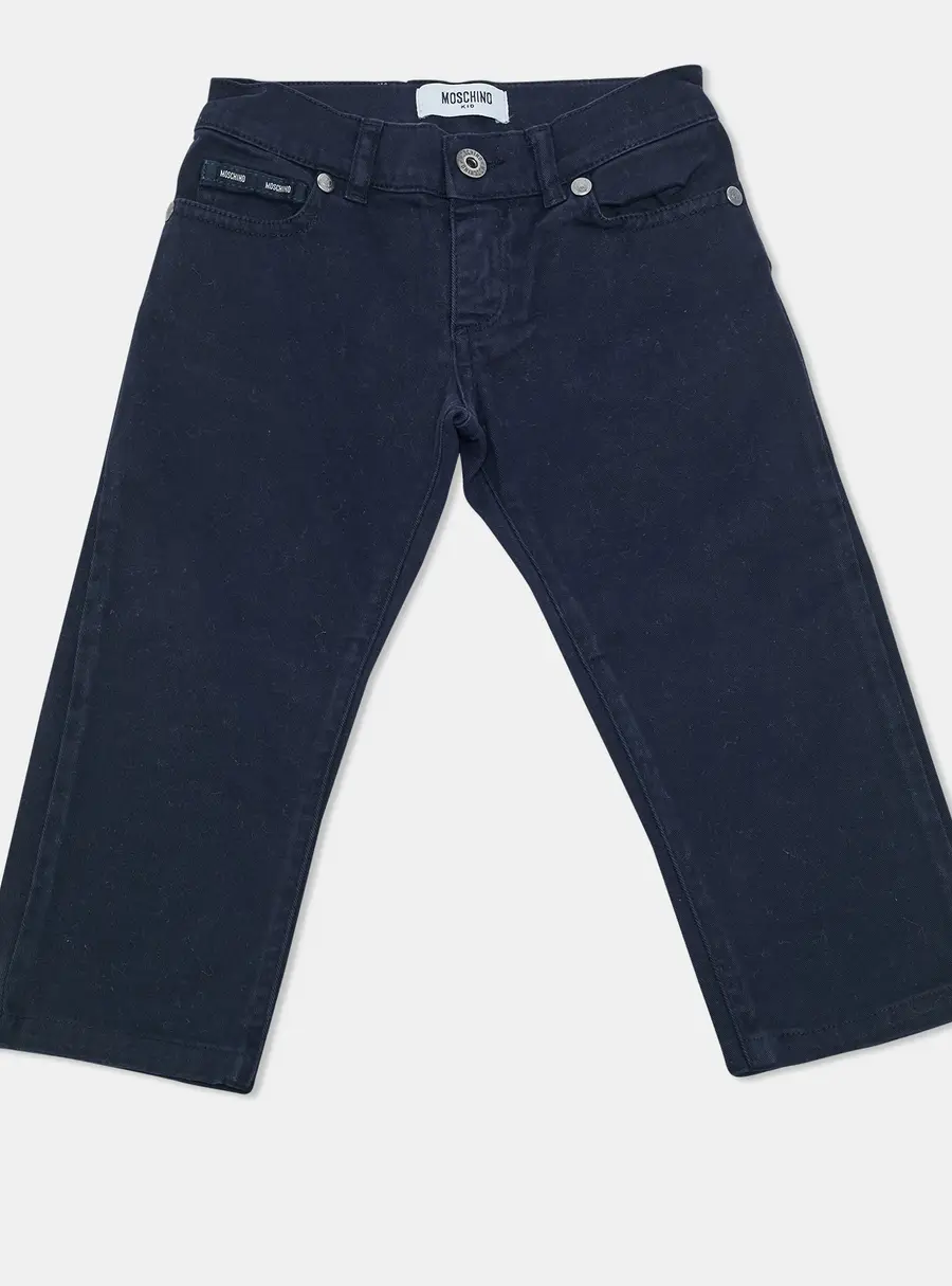 Moschino Kids Navy Blue Gabardine Jeans 4 Yrs Waist 20"