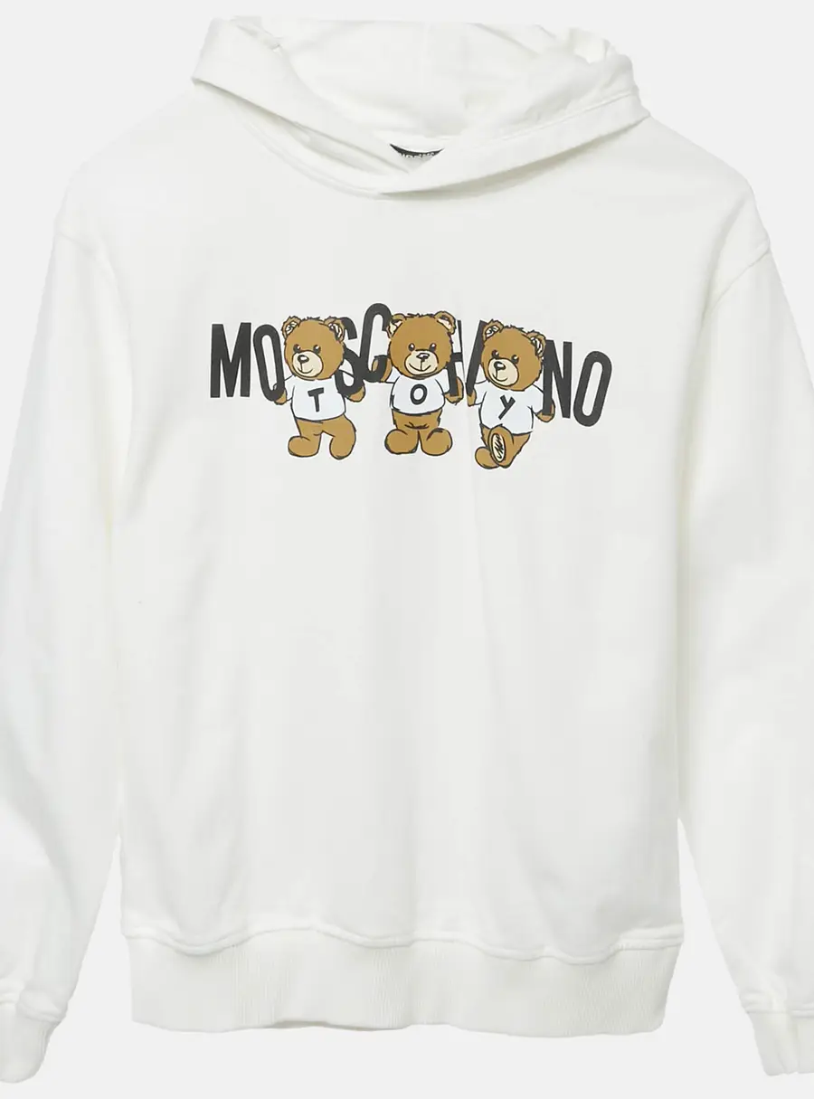 Moschino Teen White Teddy Print Cotton Hoodie 12Yrs