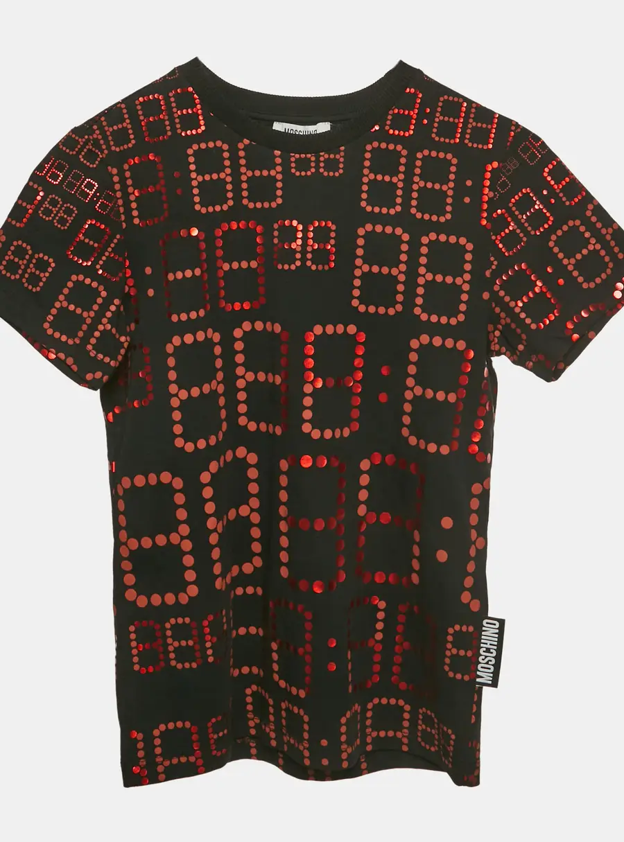 Moschino Teen Black Printed Jersey Crewneck T-Shirt 10Yrs