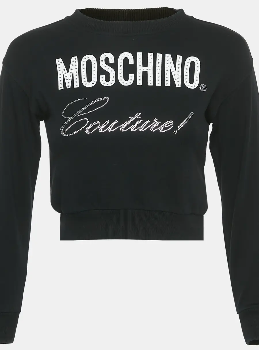 Moschino Black Cotton Rhinestone Sweatshirt 8 Yrs