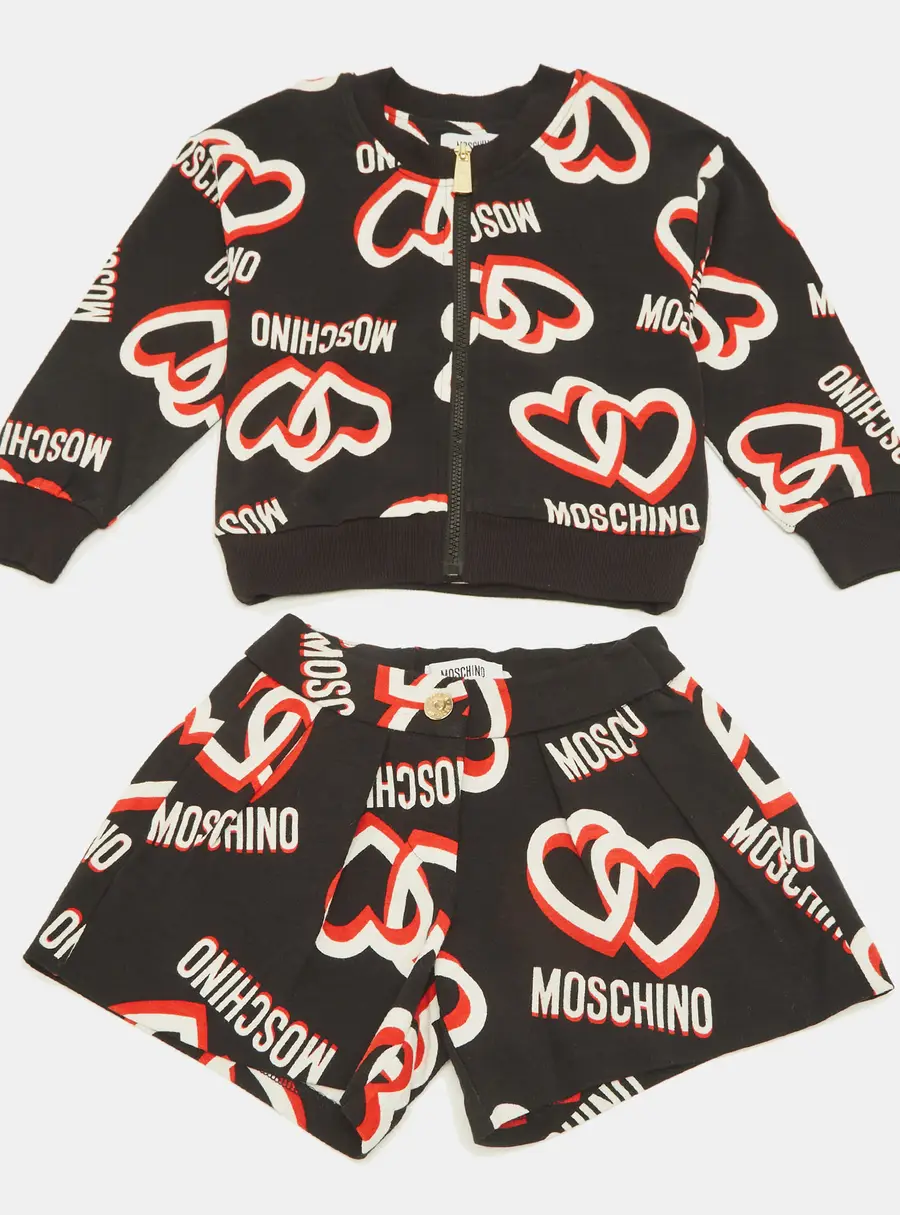 Moschino Kids Black Logo Print Cotton Shorts Set 4Yrs