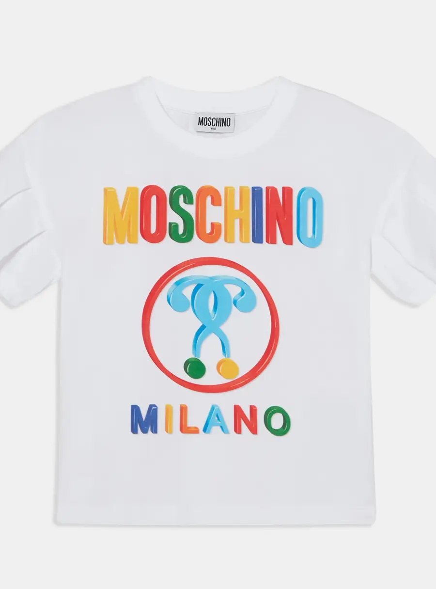Moschino Kids White Logo Graphic Jersey T-Shirt 14 Yrs