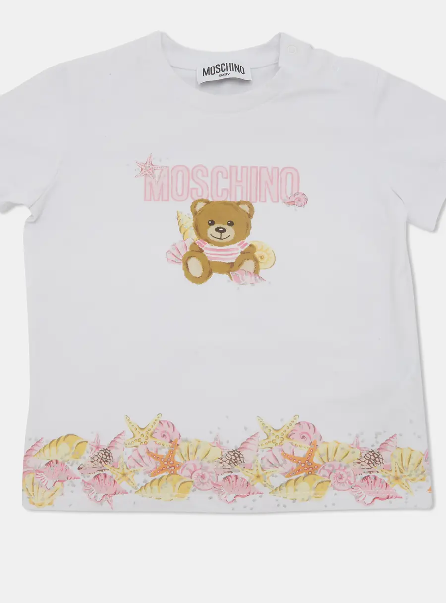 Moschino Kids White Teddy Bear Graphic Jersey T-Shirt 2 Yrs