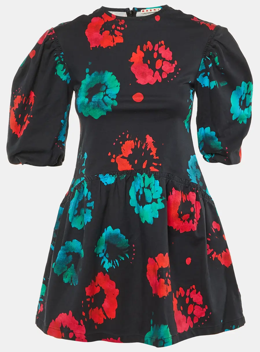 Marni Kids Black Printed Cotton Dress 10 Yrs
