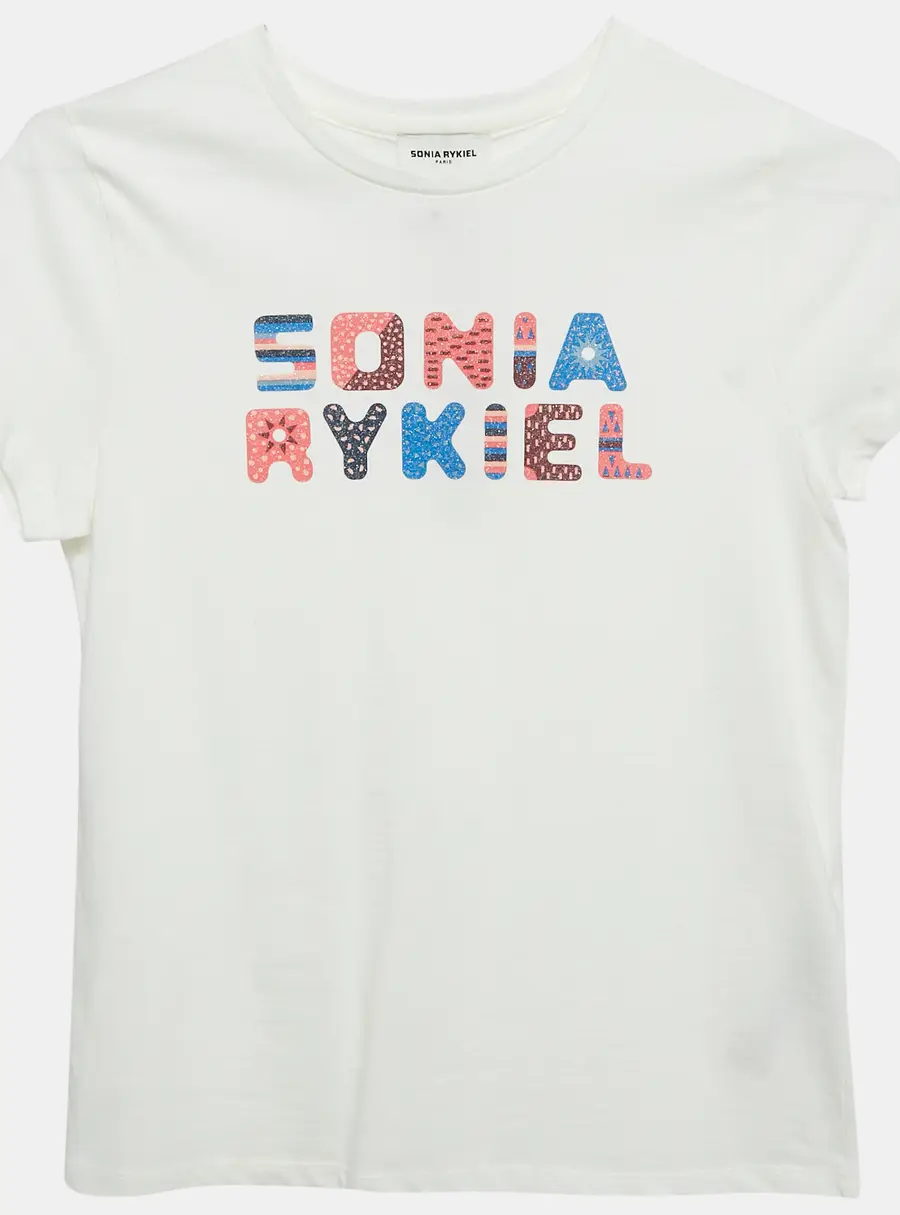 Sonia Rykiel Kids White Printed Jersey T-Shirt 12 Yrs