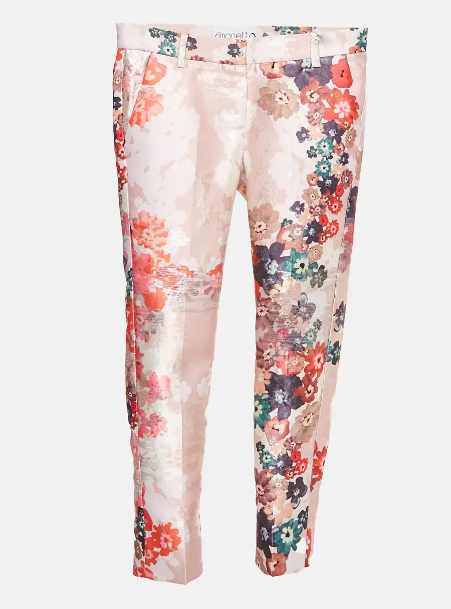 Simonetta Kids Pink Floral Jacquard Trouser 6 Yrs