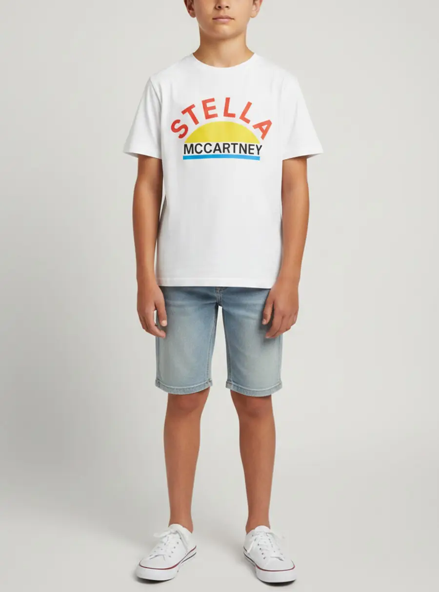 Stella McCartney Kids White Sun Logo Graphic Jersey T-Shirt 14 Yrs