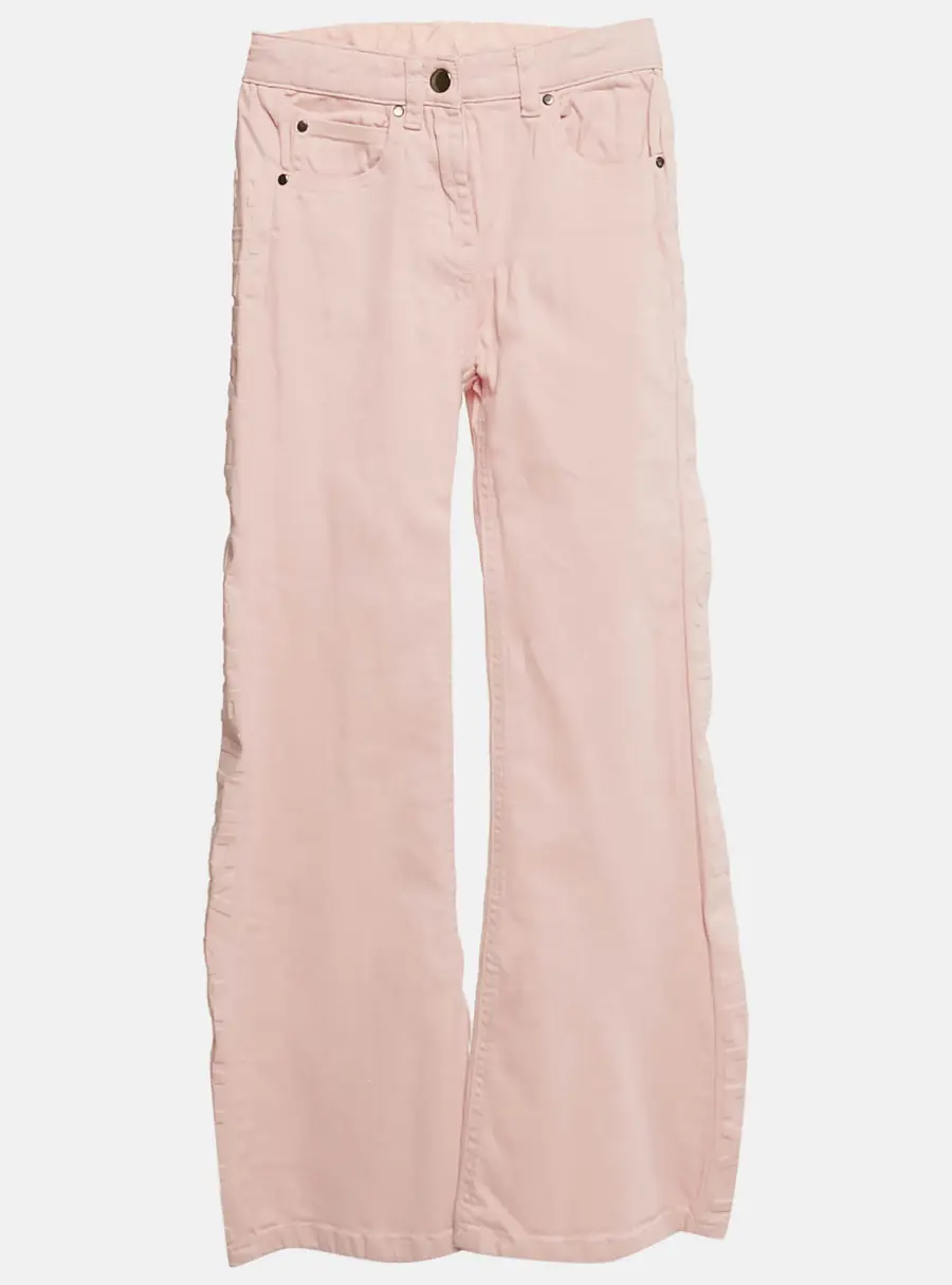 Stella McCartney Kids Pink Logo Embossed Denim Wide Leg Jeans 10 Yrs