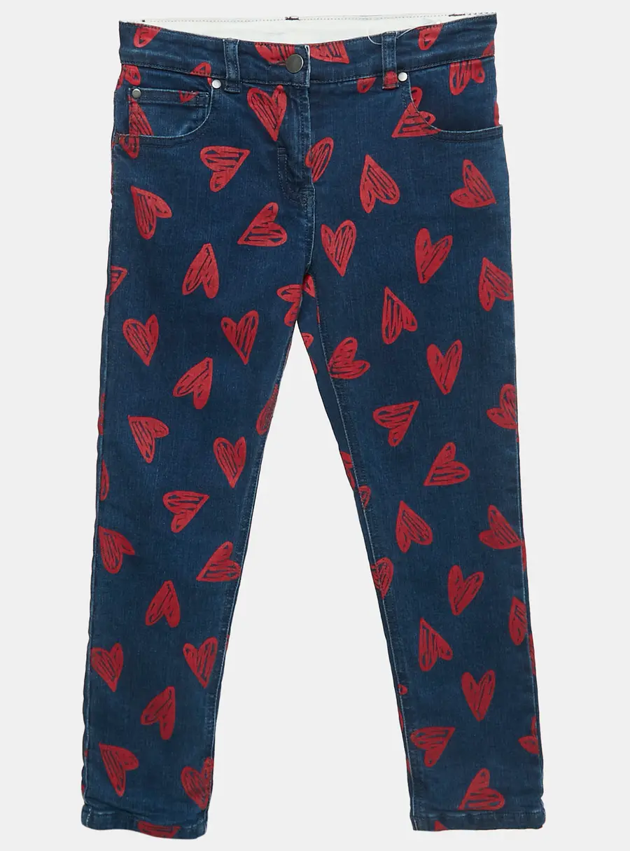 Stella McCartney Kids Blue Heart Print Denim Jeans 8 Yrs Waist 24"