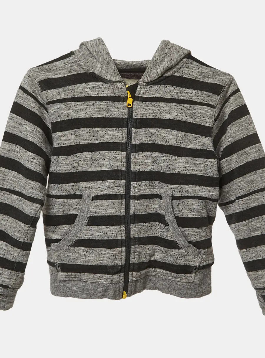 Stella McCartney Kids Grey Striped Fleece Cotton Hoodie 6Yrs