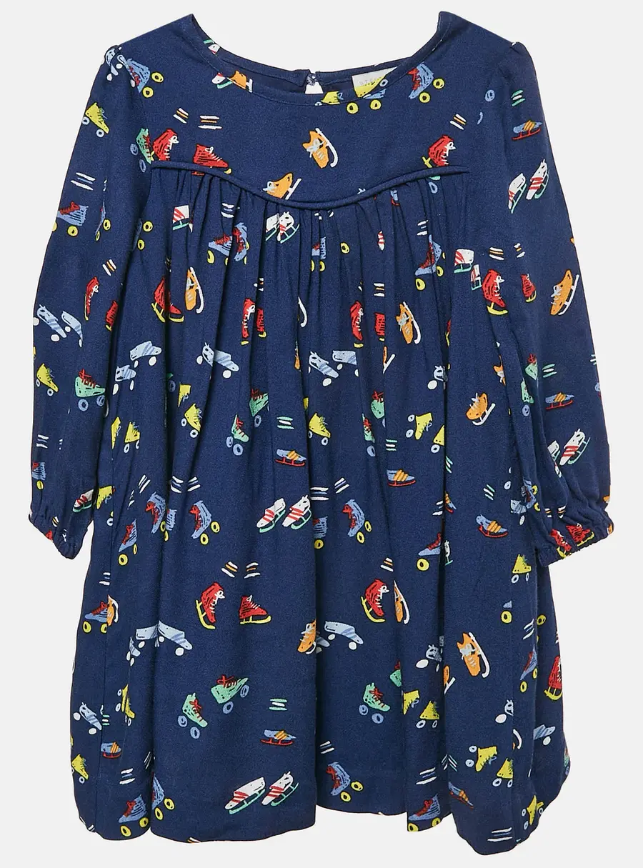 Stella McCartney Blue Skate Print Crepe Dress 18 M