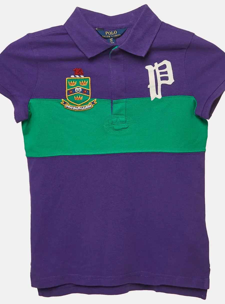 Polo Ralph Lauren Kids Purple/Green Applique Pique Polo T-Shirt 7 Yrs