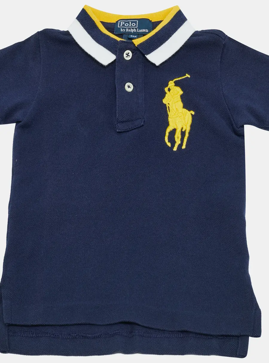 Polo Ralph Lauren Kids Navy Blue Embroidered Pique Polo T-Shirt 9M