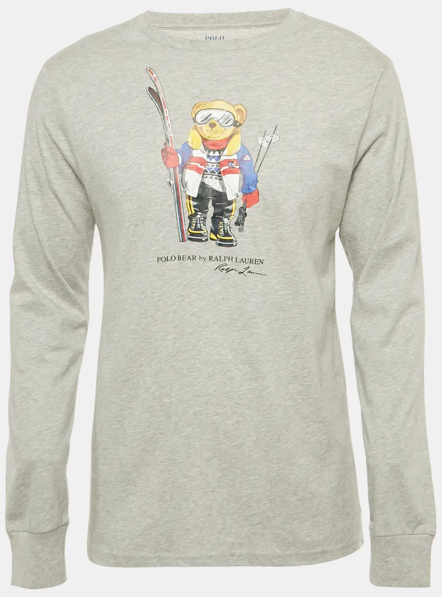Polo Ralph Lauren Boys Grey Printed Jersey Long Sleeve T-Shirt XL/18-20 Yrs