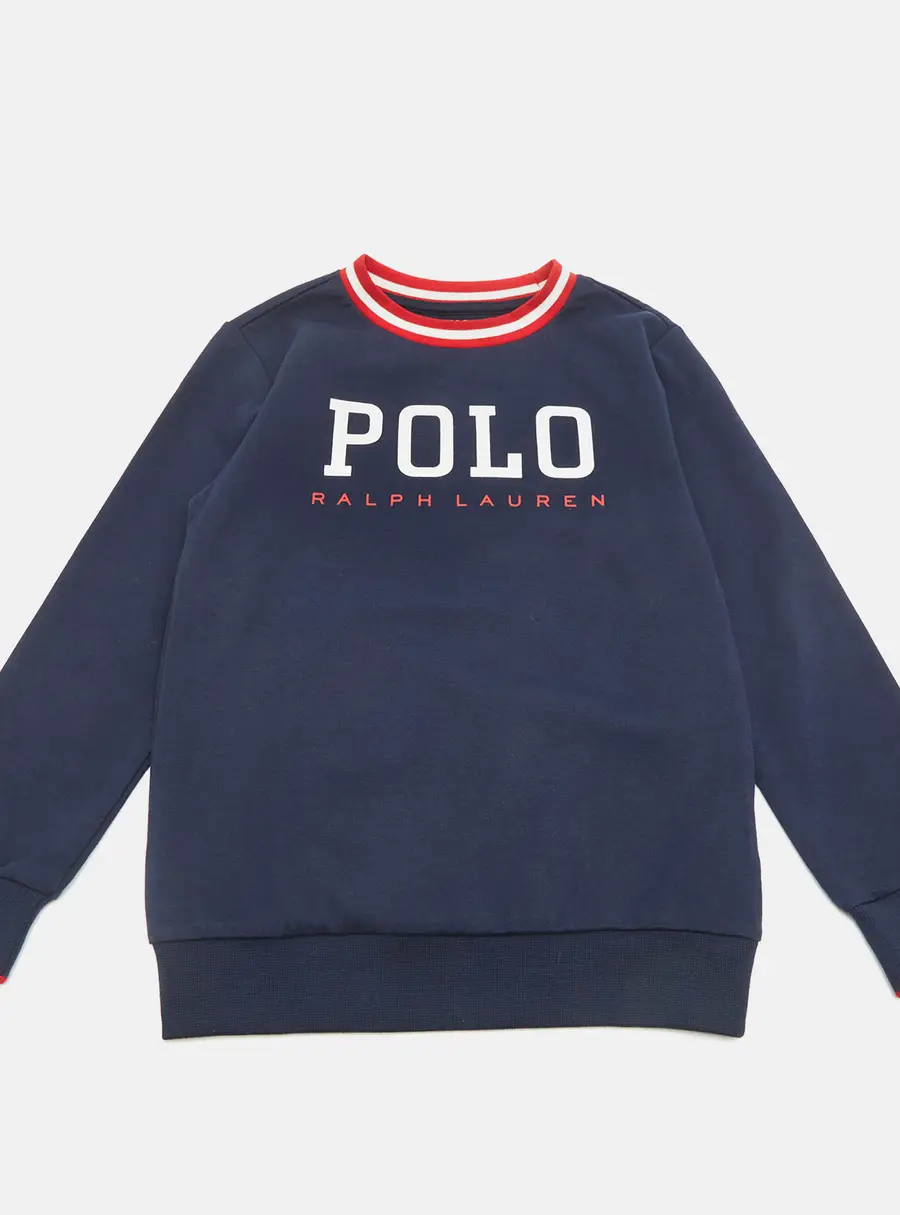 Polo Ralph Lauren Kids Blue Printed Cotton Crewneck Sweater 7Yrs