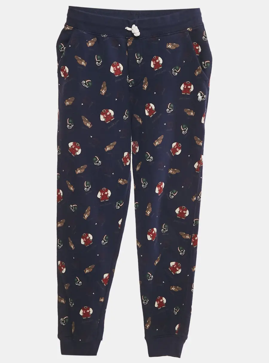 Polo Ralph Lauren Boys Navy Blue Baseball Print Cotton Sweatpants M/10-12Yrs
